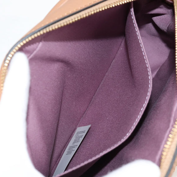 VERSACE Shoulder Bag Leather Beige Gold Auth 123020A