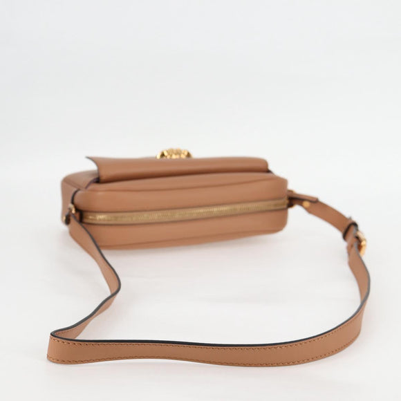 VERSACE Shoulder Bag Leather Beige Gold Auth 123020A