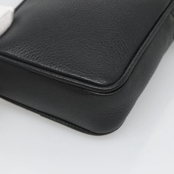 VERSACE Shoulder Bag Leather Black Gold Auth 123021