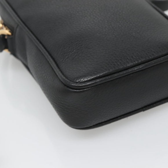 VERSACE Shoulder Bag Leather Black Gold Auth 123021