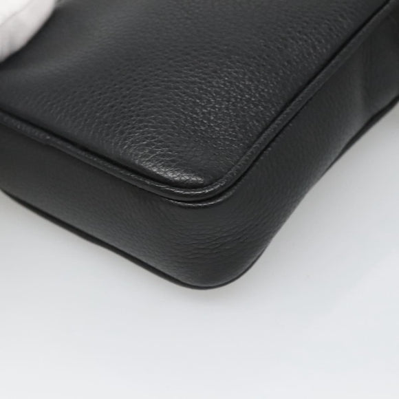 VERSACE Shoulder Bag Leather Black Gold Auth 123021