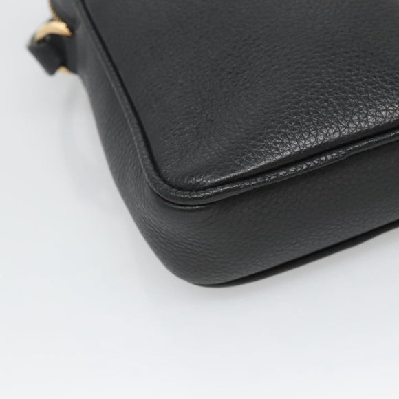 VERSACE Shoulder Bag Leather Black Gold Auth 123021