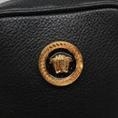 VERSACE Shoulder Bag Leather Black Gold Auth 123021-18