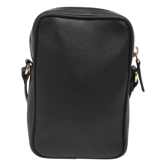 VERSACE Shoulder Bag Leather Black Gold Auth 123021