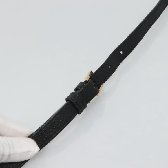 VERSACE Shoulder Bag Leather Black Gold Auth 123021