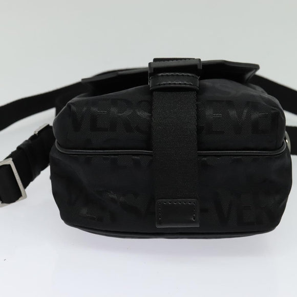 VERSACE Shoulder Bag Canvas Black Silver Auth 123022A