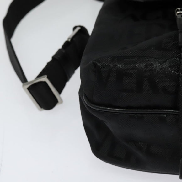 VERSACE Shoulder Bag Canvas Black Silver Auth 123022