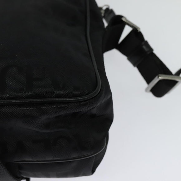 VERSACE Shoulder Bag Canvas Black Silver Auth 123022