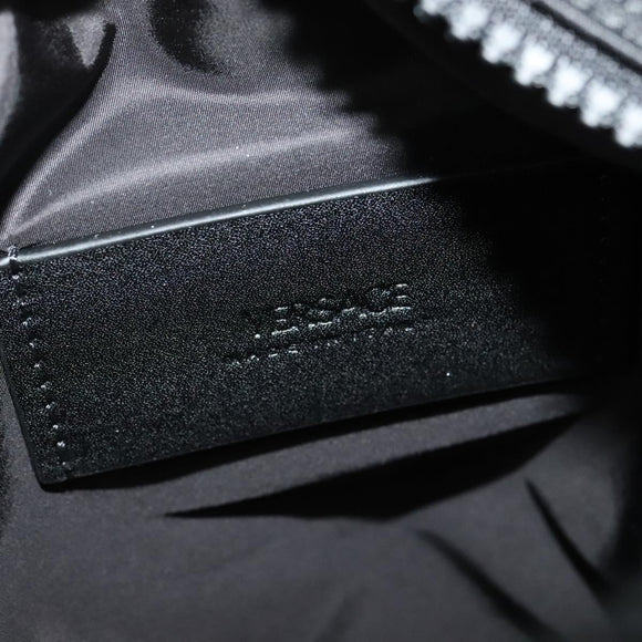 VERSACE Shoulder Bag Canvas Black Silver Auth 123022