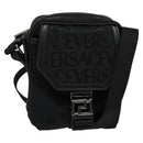 VERSACE Shoulder Bag Canvas Black Silver Auth 123022-13