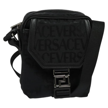 VERSACE Shoulder Bag Canvas Black Silver Auth 123022A
