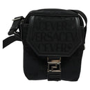 VERSACE Shoulder Bag Canvas Black Silver Auth 123022-14