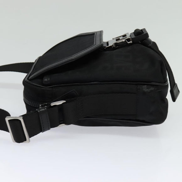 VERSACE Shoulder Bag Canvas Black Silver Auth 123022A