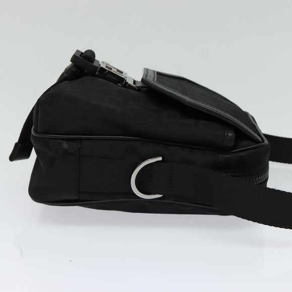 VERSACE Shoulder Bag Canvas Black Silver Auth 123022