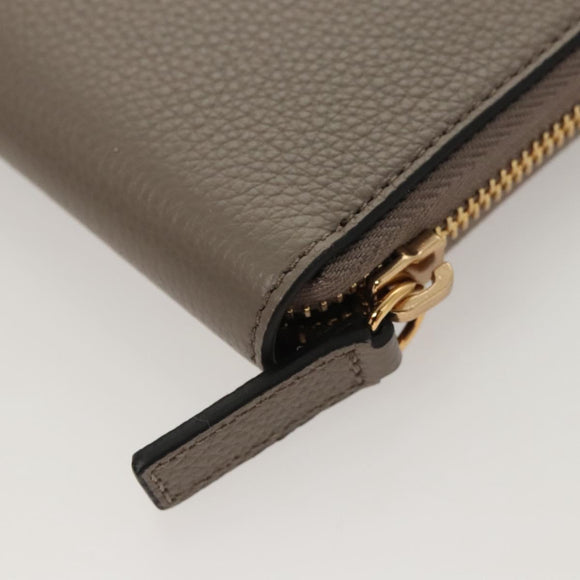 VERSACE Long Wallet Leather Gray Gold Auth 123023