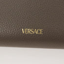 VERSACE Long Wallet Leather Gray Gold Auth 123023-17
