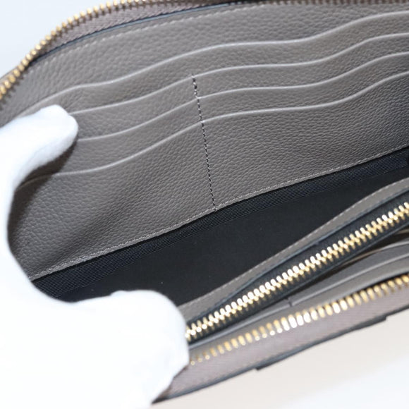 VERSACE Long Wallet Leather Gray Gold Auth 123023