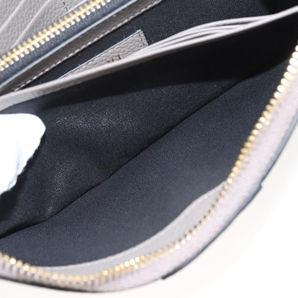 VERSACE Long Wallet Leather Gray Gold Auth 123023