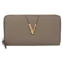 VERSACE Long Wallet Leather Gray Gold Auth 123023-13
