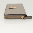 VERSACE Long Wallet Leather Gray Gold Auth 123023-4