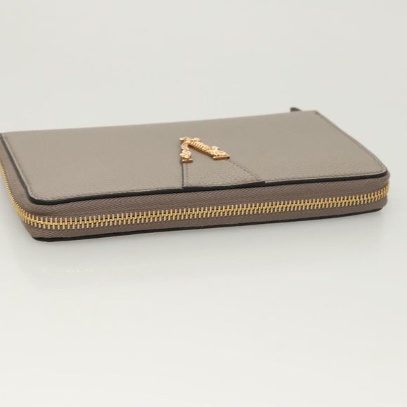 VERSACE Long Wallet Leather Gray Gold Auth 123023