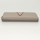 VERSACE Long Wallet Leather Gray Gold Auth 123023-6