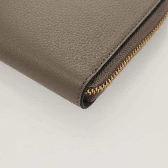 VERSACE Long Wallet Leather Gray Gold Auth 123023