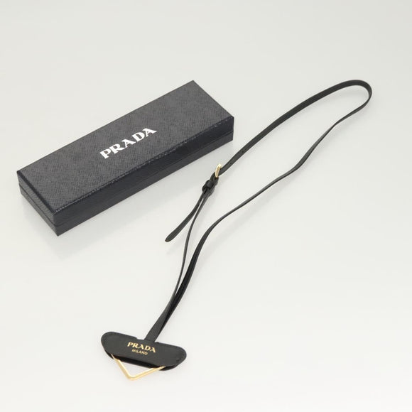 PRADA Neck Strap Safiano leather Black Auth 123025