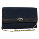 Christian Dior Trotter Canvas Chain Shoulder Bag Navy Gold Auth 123030-1