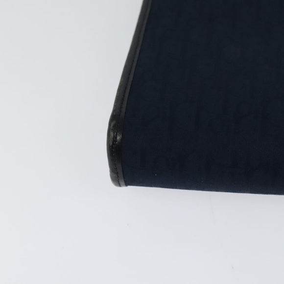 Christian Dior Trotter Canvas Chain Shoulder Bag Navy Gold Auth 123030