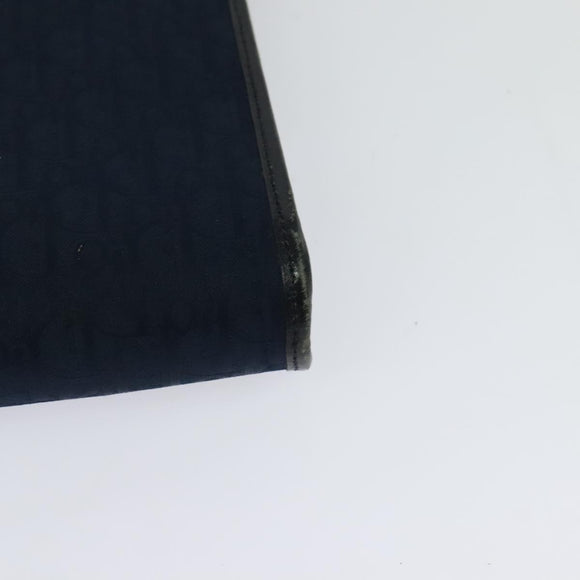 Christian Dior Trotter Canvas Chain Shoulder Bag Navy Gold Auth 123030