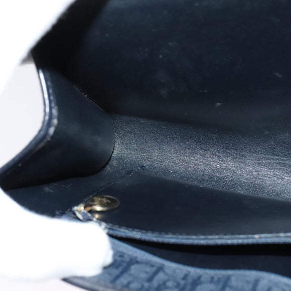 Christian Dior Trotter Canvas Chain Shoulder Bag Navy Gold Auth 123030