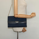 Christian Dior Trotter Canvas Chain Shoulder Bag Navy Gold Auth 123030-21