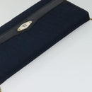 Christian Dior Trotter Canvas Chain Shoulder Bag Navy Gold Auth 123030-6