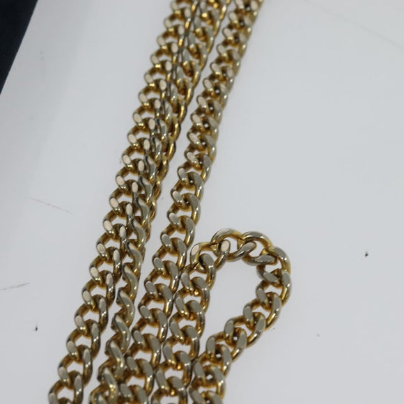 Christian Dior Trotter Canvas Chain Shoulder Bag Navy Gold Auth 123030