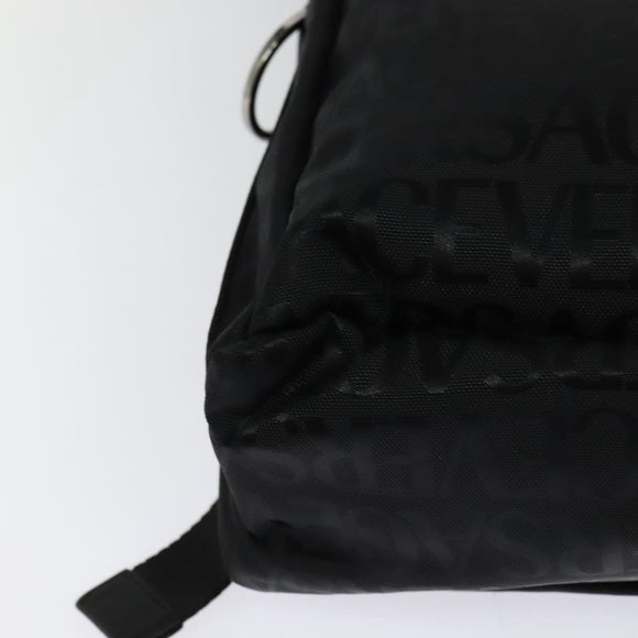 VERSACE Schoudertas Canvas Zwart Zilver Auth 123032A