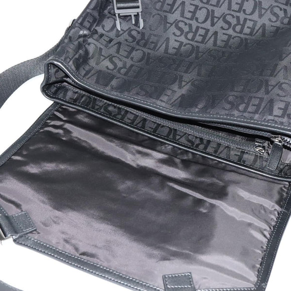 VERSACE Schoudertas Canvas Zwart Zilver Auth 123032A