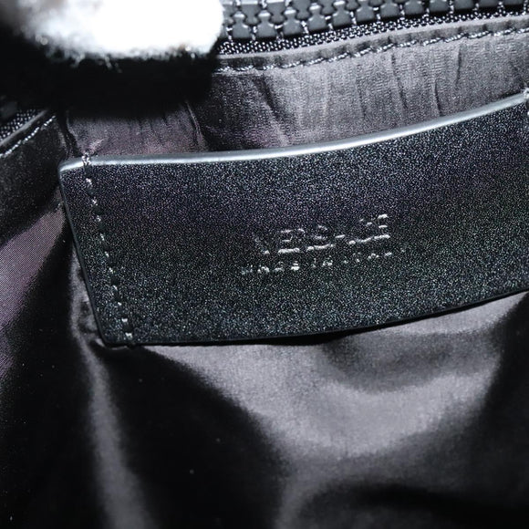 VERSACE Shoulder Bag Canvas Black Silver Auth 123032