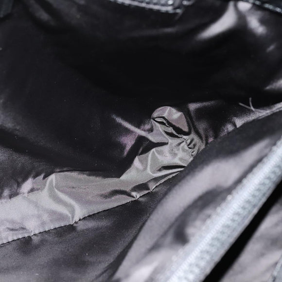 VERSACE Shoulder Bag Canvas Black Silver Auth 123032