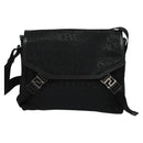 VERSACE Shoulder Bag Canvas Black Silver Auth 123032-13