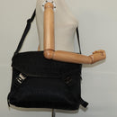 VERSACE Shoulder Bag Canvas Black Silver Auth 123032-23