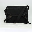 VERSACE Shoulder Bag Canvas Black Silver Auth 123032-12