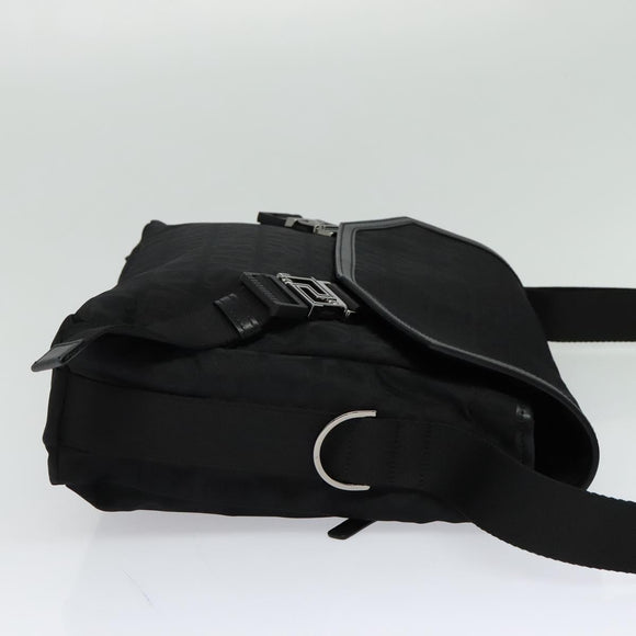 VERSACE Shoulder Bag Canvas Black Silver Auth 123032