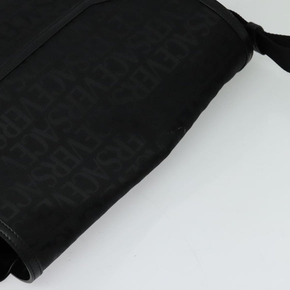 VERSACE Shoulder Bag Canvas Black Silver Auth 123032