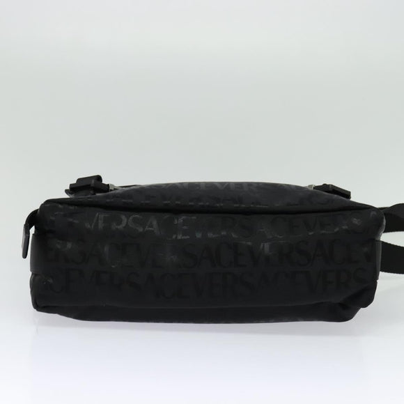 VERSACE Schoudertas Canvas Zwart Zilver Auth 123032A