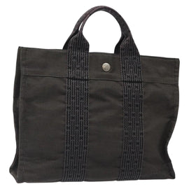 HERMES Her Line PM Tote Bag Canvas Gray Auth 123033