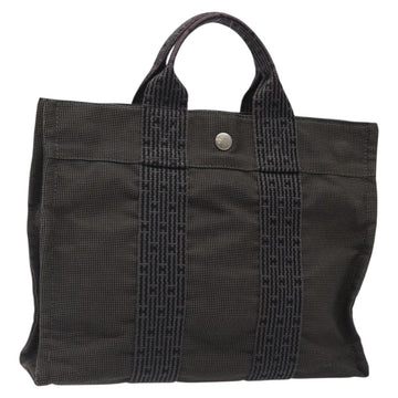 HERMES Her Line PM Tote Bag Canvas Gray Auth 123033