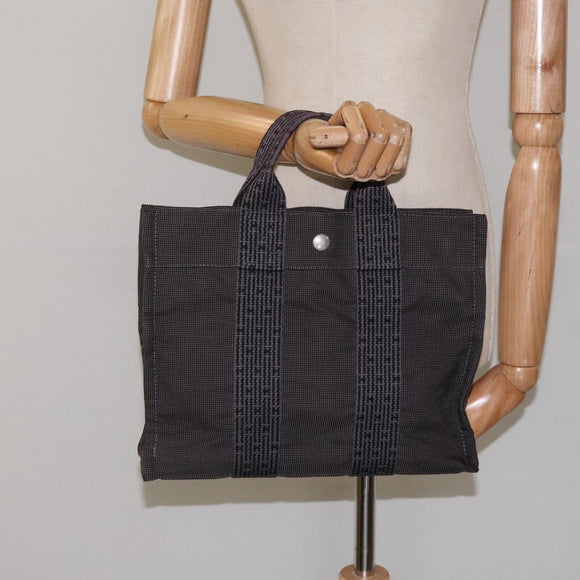 HERMES Her Line PM Tote Bag Canvas Gray Auth 123033