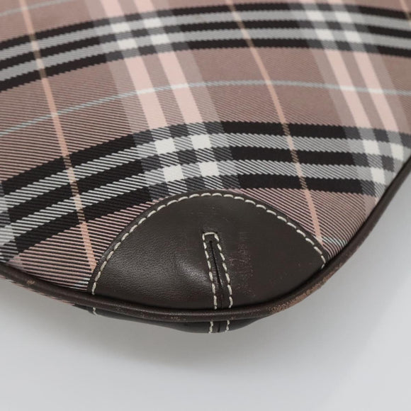 BURBERRY Nova Check Blue Label Shoulder Bag Canvas Pink Auth 123035