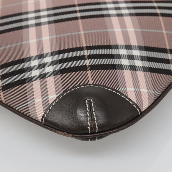 BURBERRY Nova Check Blue Label Shoulder Bag Canvas Pink Auth 123035